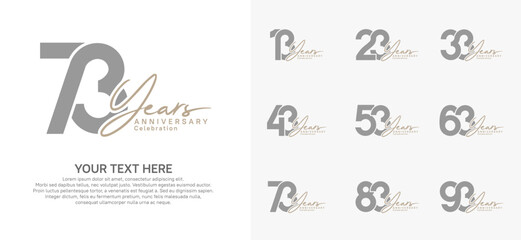 Anniversary logo set vector design, gray color for celebration event