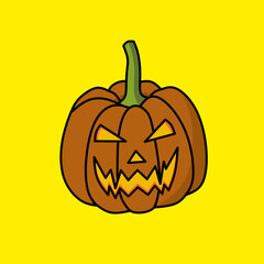 Scary Halloween Pumpkin Face Illustration	