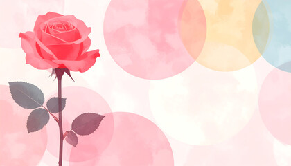 Obraz premium Soft pink rose silhouette with watercolor circle background evoking gentle romance and dreamy mood