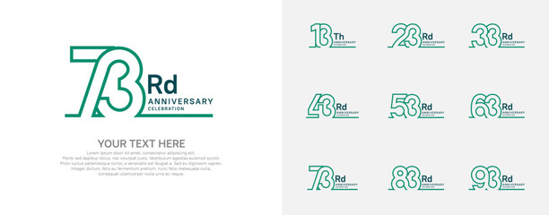 Anniversary logo set vector design, green color for celebration event