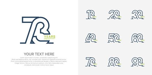 Anniversary logo set vector design, black and green color for celebration event