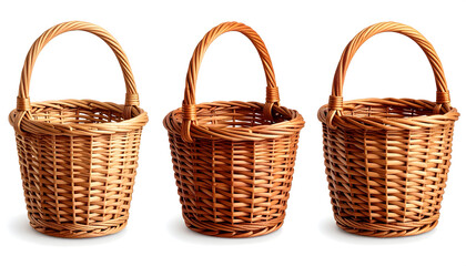 wicker basket isolated on white backgrounds 
