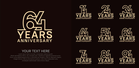 Anniversary logo set vector design, brown color for celebration event