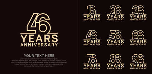 Anniversary logo set vector design, brown color for celebration event