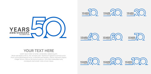 Anniversary logo set vector design, purple and black color for celebration event