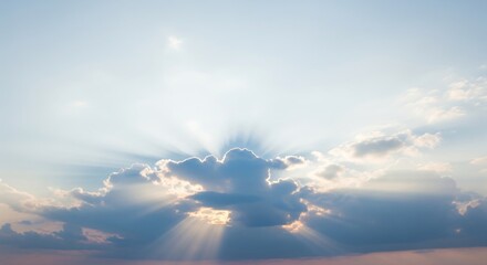 Dramatic Sky with Sun Rays and Clouds in Blue Hues