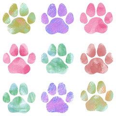 カラフルな動物の足あと