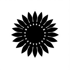 Beautiful sunflower silhouette icon on white background