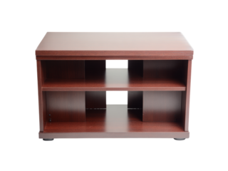Modern cherry wood tv stand media console entertainment center, Isolated On White Background, Png Transparent