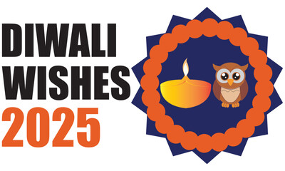 Happy Diwali 2025 festival greeting card design.Colorful Happy Diwali 2025 greeting card with diya lamp, rangoli floral decoration, and  ornaments celebrating the Indian festival of lights.EPS 10/ AI.
