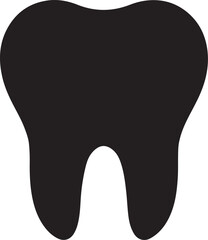 Silhouette of a filled flat tooth icon, ideal for dentistry, restoration, and oral care designs.