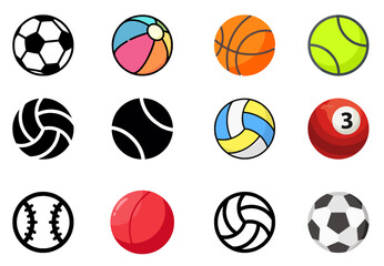 Obraz premium Sports Ball Icon Set gambar vektor, ilustrasi