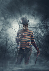 Naklejka premium Evil scary monster inviting you