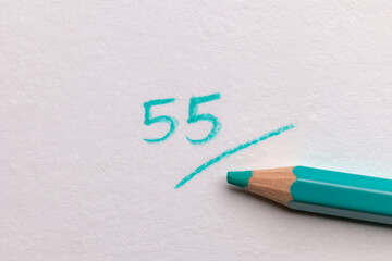 A low score written with a colored pencil.