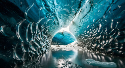 Glacial ice cave exploration iceland photography natural wonders low angle serene beauty