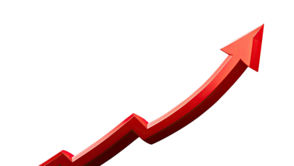 Red 3D upward trending arrow