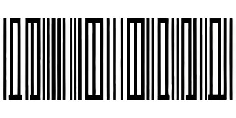 A high-resolution black and white barcode illustration with clean vertical lines of varying thickness and clear numeric digits below, isolated on a transparent background, crisp vector style suitable 
