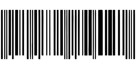 A high-resolution black and white barcode illustration with clean vertical lines of varying thickness and clear numeric digits below, isolated on a transparent background, crisp vector style suitable 