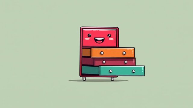 Cartoon chest of drawers with a happy face