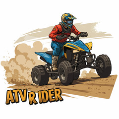 Dynamic Handdrawn All Terrain Vehicle Action Adventure Offroad Illustration