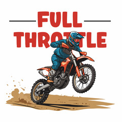 Dynamic Hand Drawn Dirt Bike Full Throttle Extreme Sport Illustration