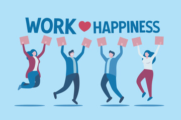 Diverse group of happy people jumping with joy holding papers celebrating work and happiness