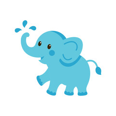 Cute blue elephant spraying water