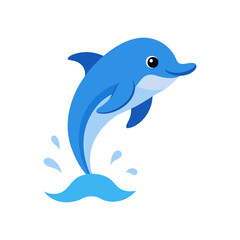 Happy jumping blue dolphin