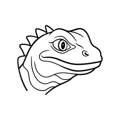Obraz premium Cartoon iguana head simple line drawing art