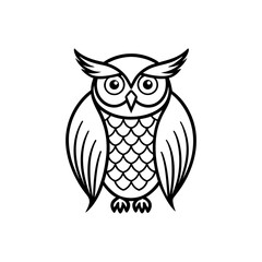 Cute cartoon owl illustration simple line art