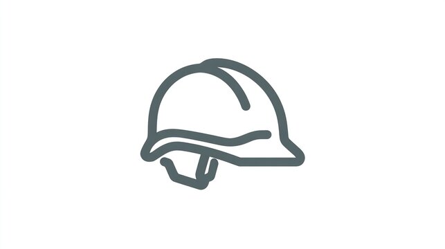 Simple line art of a construction helmet, gray outline on a white background
