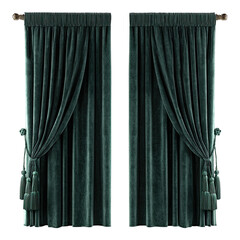 Pair of deep teal velvet curtains