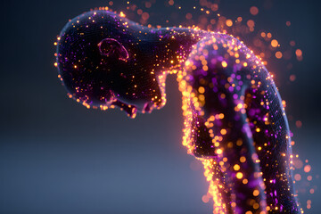 Person with fibromyalgia experiencing widespread pain and fatigue depicted as glowing points. Concept Chronic Pain, Fibromyalgia Awareness, Painful Symptoms, Invisible Illness,