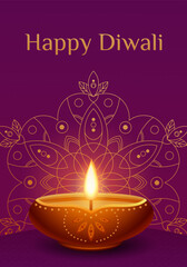 Diwali greeting card template with lamps