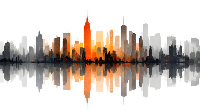 City skyline border isolated on white or transparent background