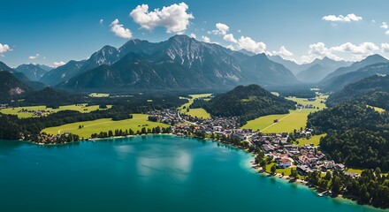 Obraz premium Mountain lake landscape aerial view