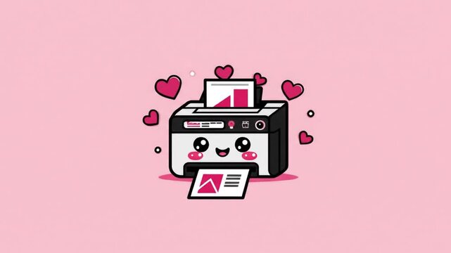 Cute kawaii printer graphic design