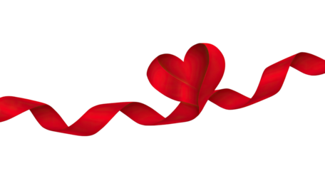 Red ribbon with heart shape