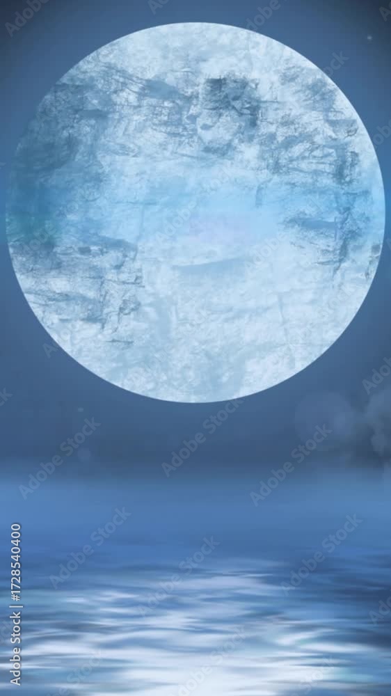 Wall mural animation of planet earth with glowing spots of light, stars and clouds on blue background