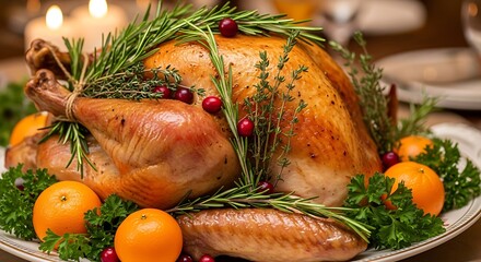 Roasted thanksgiving turkey dinner