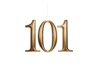Striking golden '101' numeric art with elegant texture, perfect for highlighting milestones, anniversaries, or special achievements with a touch of luxury and sophistication