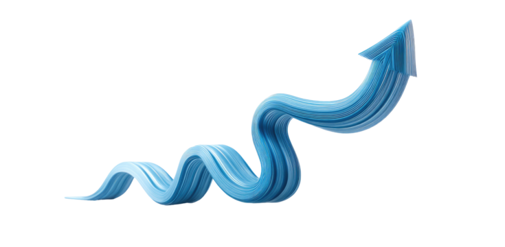 Abstract upward curving blue ribbon - Powered by Adobe