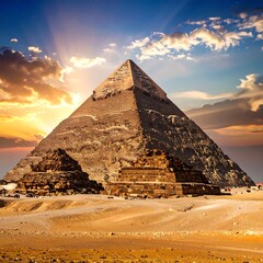 Ancient pyramid at sunset (1)