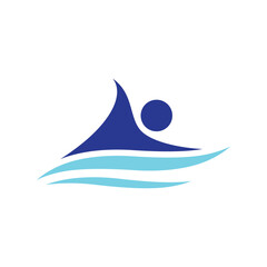 design of a person swimming in wavy water