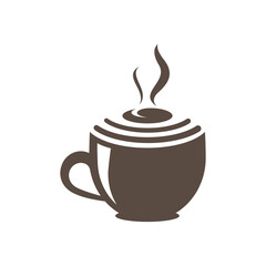 logo design of hot coffee in a glass with smoke