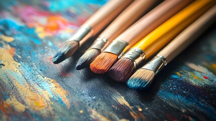 Obraz premium Paintbrushes on Colorful Palette