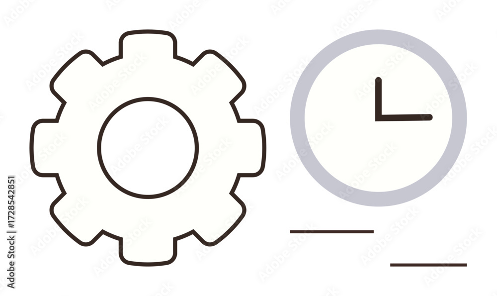 Poster gear and clock emphasizing time management, organization, productivity, and workflow coordination. i