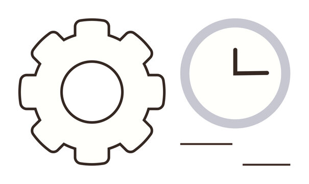 Gear and clock emphasizing time management, organization, productivity, and workflow coordination. Ideal for productivity, planning, technology, business, workflow scheduling simple flat metaphor