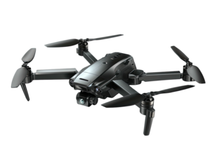 Dark drone, four arms, camera