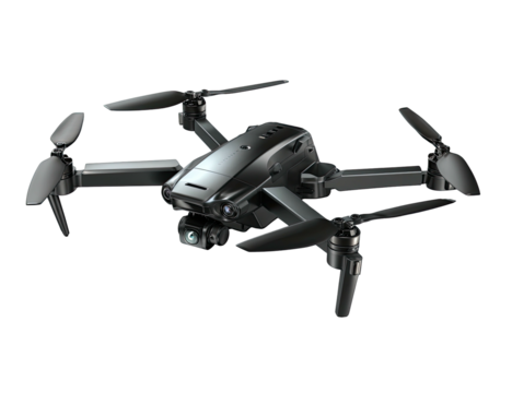 Dark drone, four arms, camera